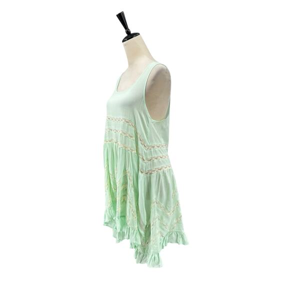 Free People Voile and Lace Pastel Mint Green Polka Dot Trapeze Slip Tank Dress - Picture 4 of 13